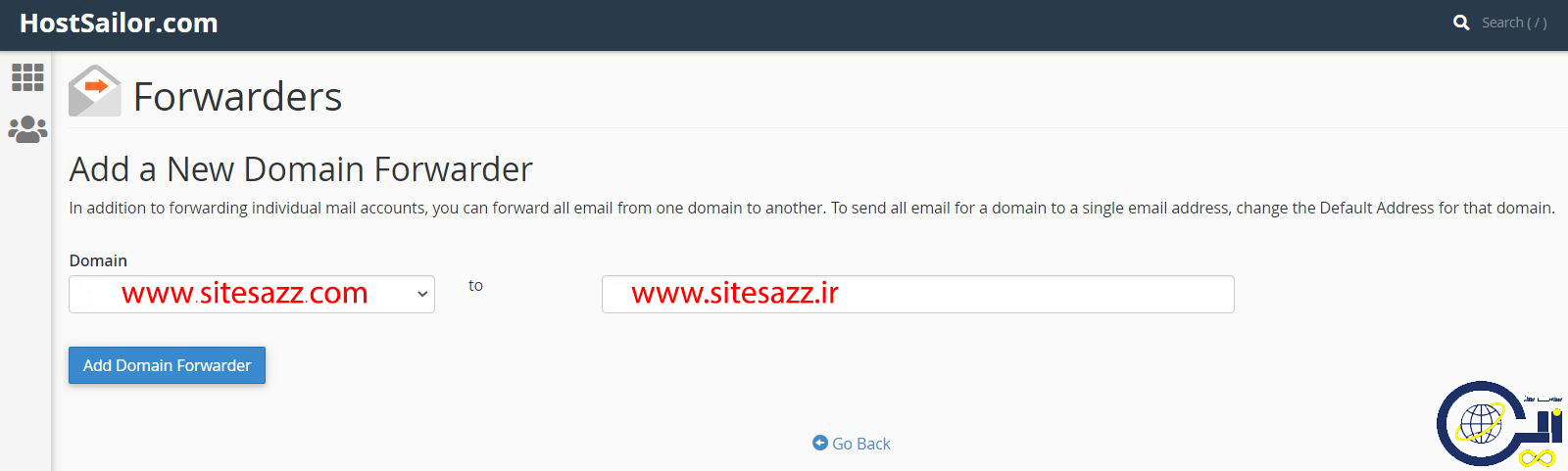 add new domain forwarder
